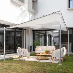 alinea Pergola*Pergola en acier avec une toile de toit suspendue en polyester - Blanc