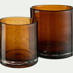 alinea Photophore*Photophore en verre bullé D8,3cm - brun rustrel