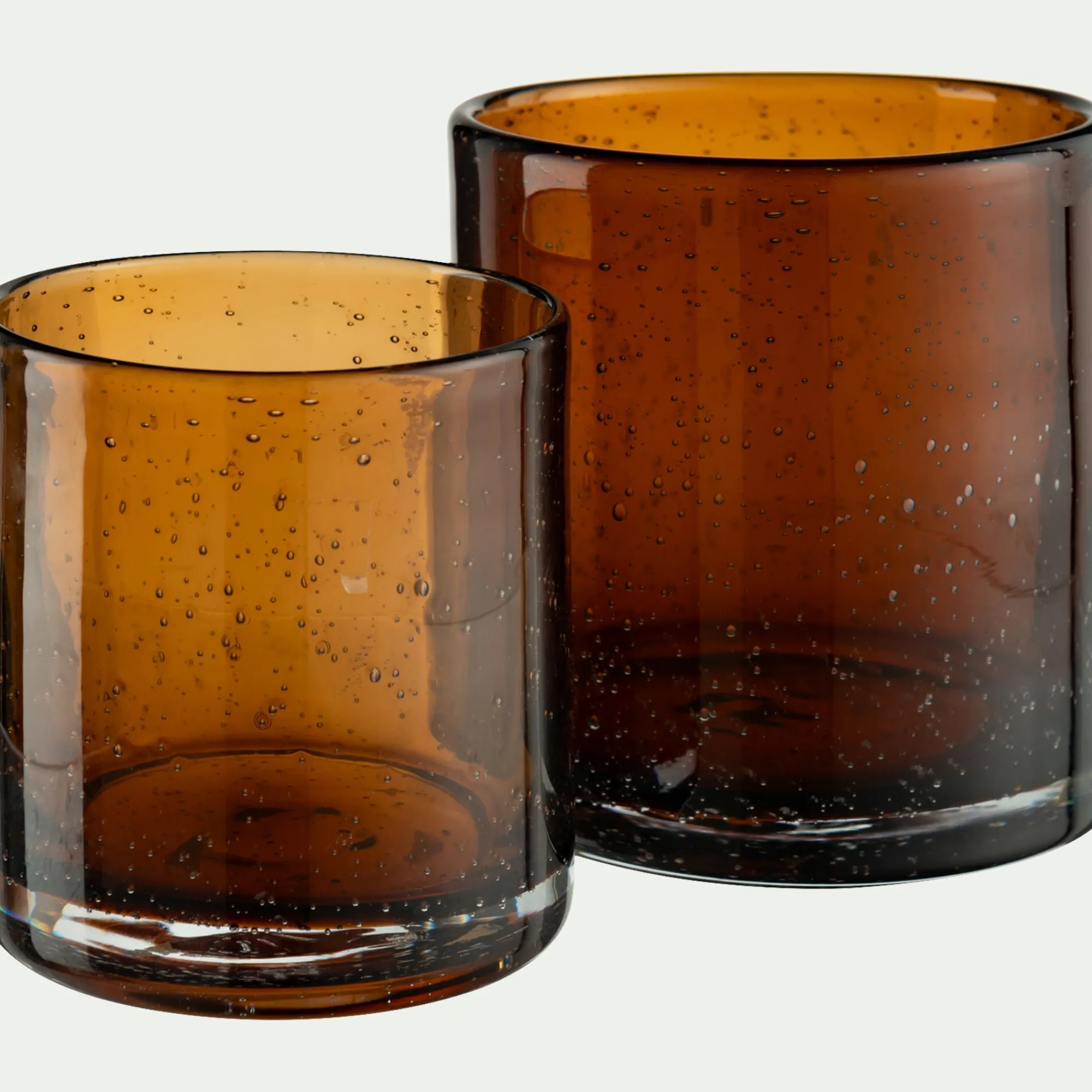 alinea Photophore*Photophore en verre bullé D8,3cm - brun rustrel
