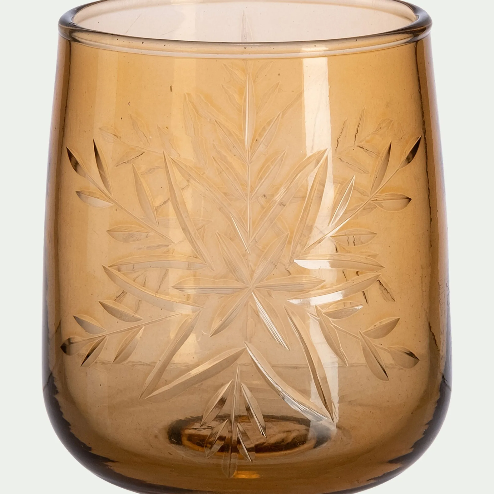 alinea Bougie Et Photophore De Noël*Photophore en verre motif flocons D9xH9cm - orange