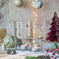 alinea Décoration De La Table De Noël|Bougie Et Photophore De Noël*Photophore étoilé en verre D10xH15cm - Transparent