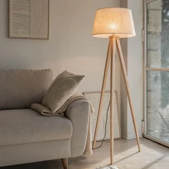 alinea Pied De Lampadaire|Lampadaire Trépied*Pied de lampadaire en bois d'hévéa H130,5 cm - Bois clair