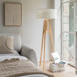 alinea Pied De Lampadaire|Lampadaire Trépied*Pied de lampadaire en bois d'hévéa H131 cm - Bois clair