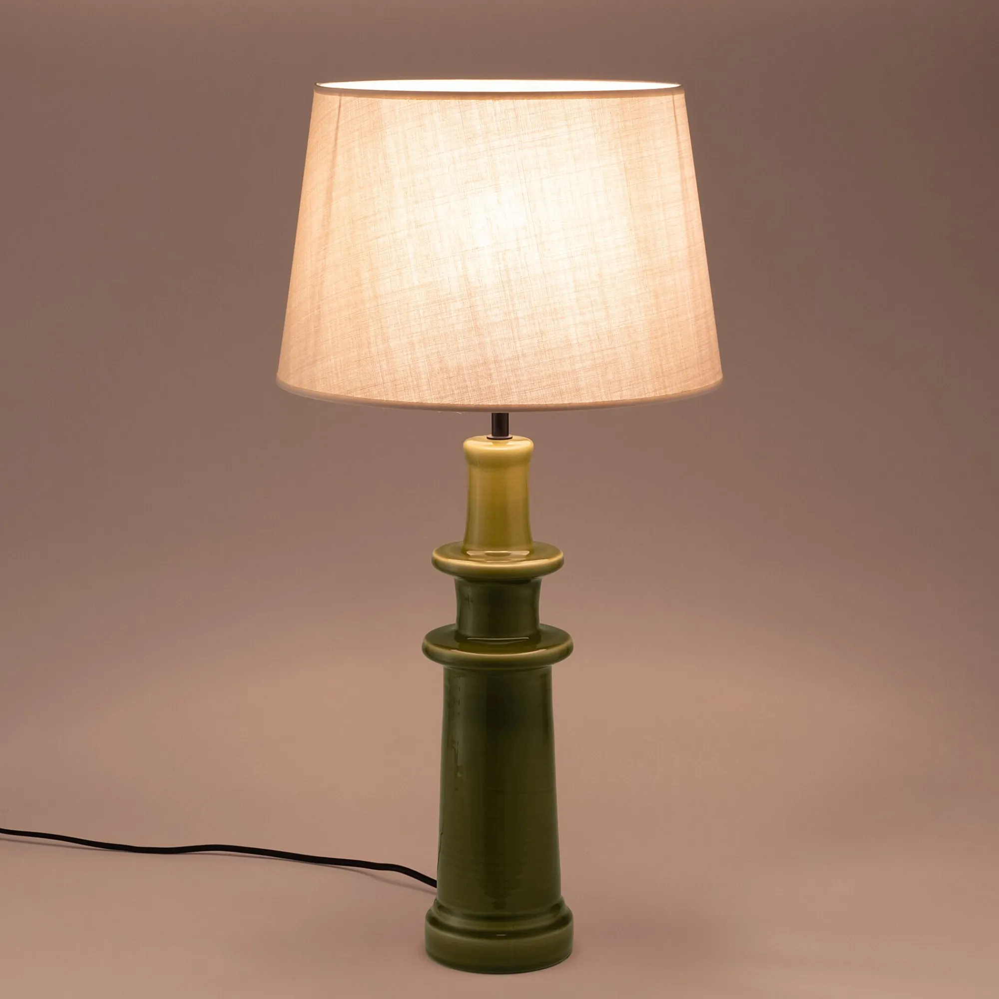 alinea Pied De Lampe*Pied de lampe électrifié en céramique D12cm - Vert