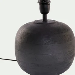 alinea Lampe De Chevet|Pied De Lampe*Pied de lampe électrifié en bois de manguier H30cm - Noir