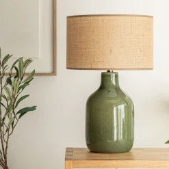 alinea Lampe De Chevet|Lampe De Bureau*Pied de lampe électrifié en grès D15,5cm - Vert