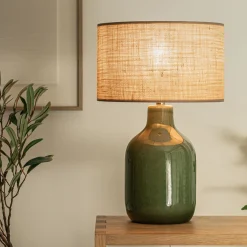 alinea Lampe De Chevet|Lampe De Bureau*Pied de lampe électrifié en grès D15,5cm - Vert