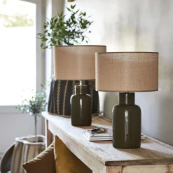 alinea Lampe De Bureau|Pied De Lampe*Pied de lampe électrifié en faïence - D13xH35cm Vert
