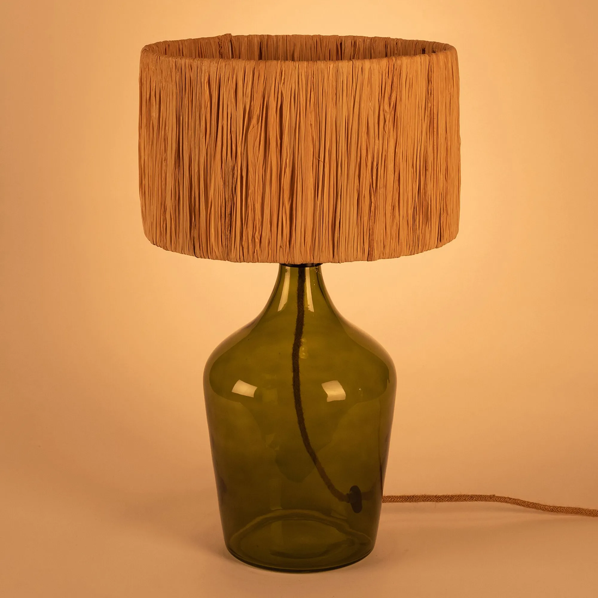 alinea Pied De Lampe*Pied de lampe électrifié en verre H40cm - Vert