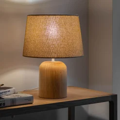 alinea Pied De Lampe*Pied de lampe électrifiée en bois d'hévéa D14cm - Naturel