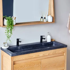 alinea Rangement De Salle De Bain|Vasque Salle De Bain*Plan vasque 120cm en terrazzo Noir