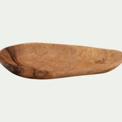 alinea Plat De Service Et Saladier*Plat à olives en bois d'olivier L17cm - Naturel