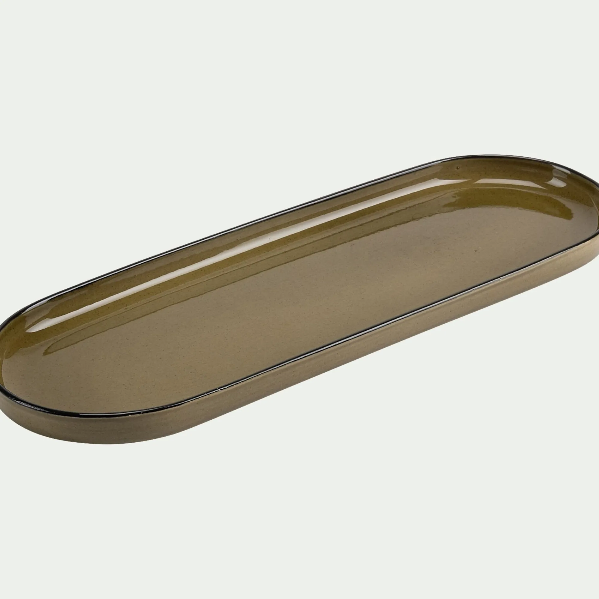 alinea Plat Et Vaisselle Apéro|Plat De Service Et Saladier*Plat apéritif en grès L32,8xl10,5cm - mousse Vert
