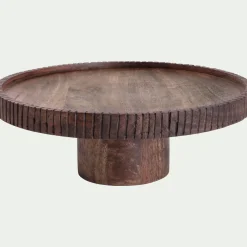 alinea Plat De Service Et Saladier*Plat de présentation sur pied en bois de manguier D32cm - Naturel