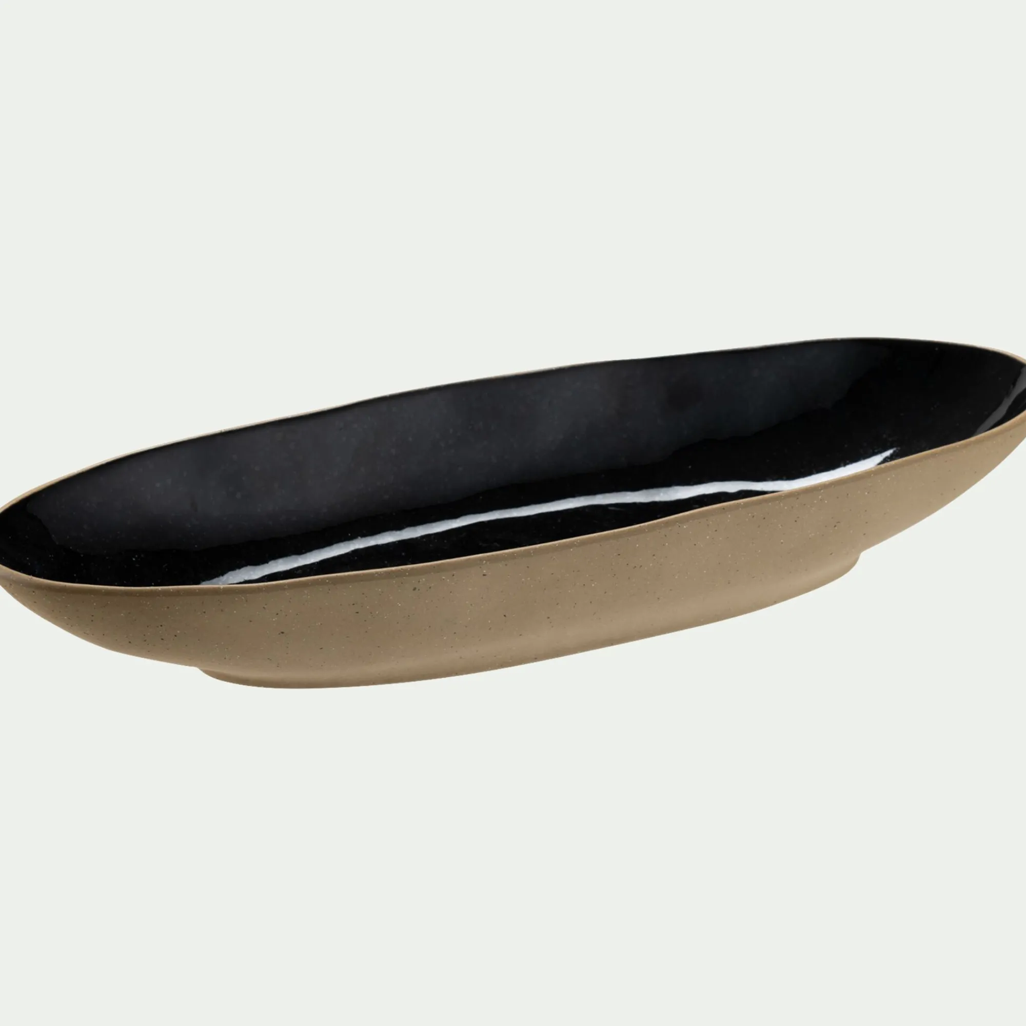 alinea Plat De Service Et Saladier*Plat ovale en grès recyclé L33cm - Noir