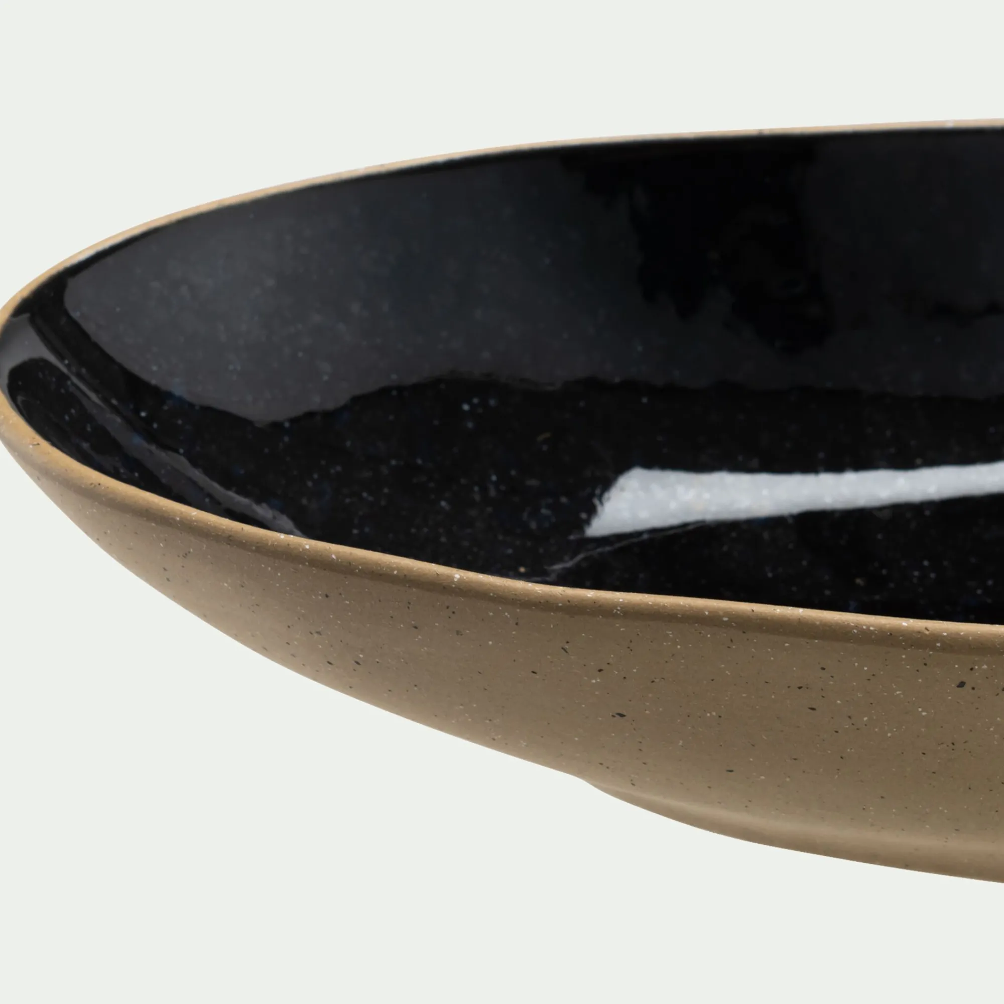 alinea Plat De Service Et Saladier*Plat ovale en grès recyclé L33cm - Noir
