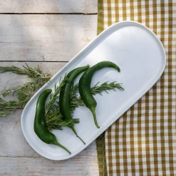 alinea Plat De Service Et Saladier*Plat ovale en porcelaine L33cm - Blanc
