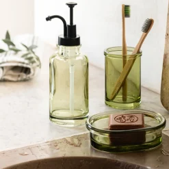 alinea Accessoire De Salle De Bain*Porte brosse à dent en verre - garrigue Vert