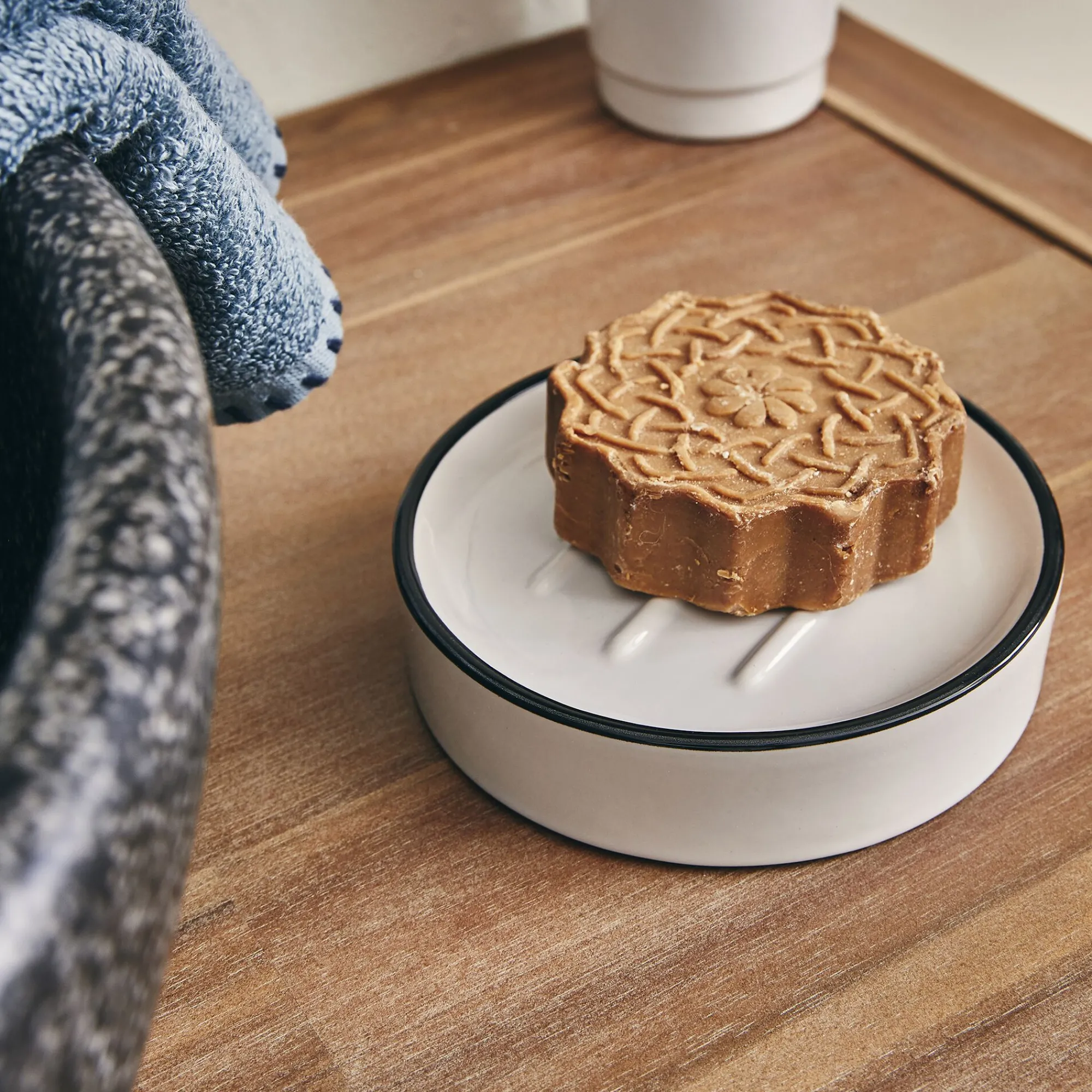 alinea Accessoire De Salle De Bain*Porte savon rond en grès - blanc D12cm