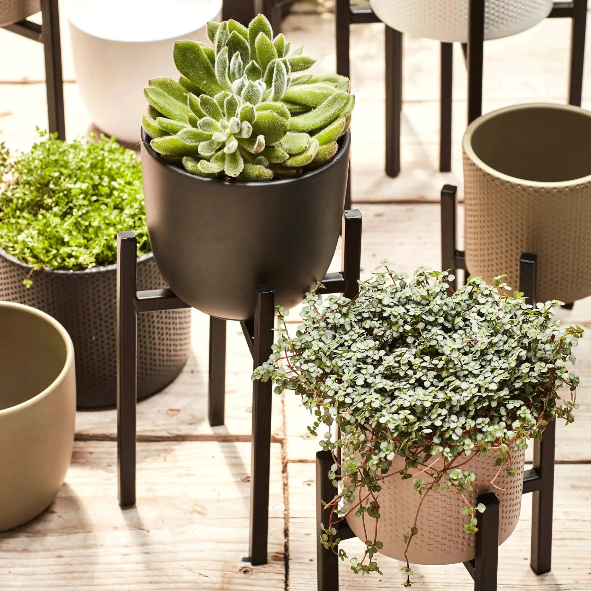 alinea Pot De Fleur*Porte-plante en métal H35xD20,5cm Noir