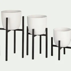 alinea Pot De Fleur*Porte-plante en métal H35xD20,5cm Noir