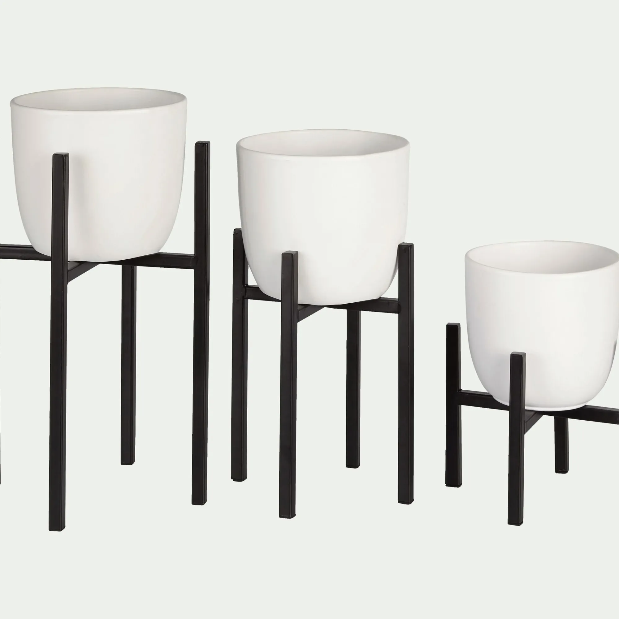 alinea Pot De Fleur*Porte-plante en métal H35xD20,5cm Noir