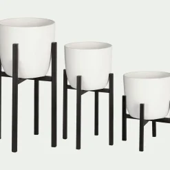 alinea Pot De Fleur*Porte-plante en métal H35xD20,5cm Noir