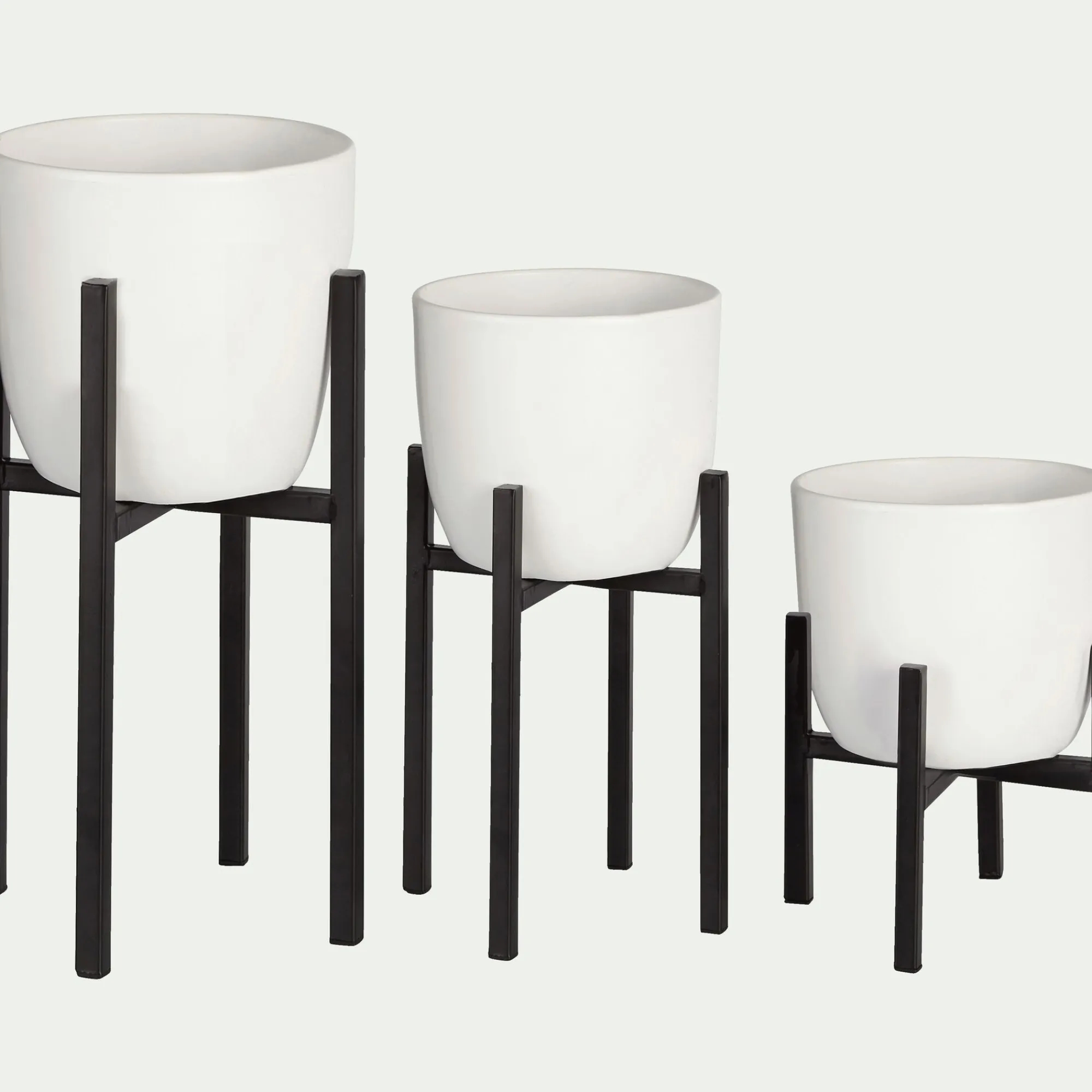 alinea Pot De Fleur*Porte-plante en métal H35xD20,5cm Noir