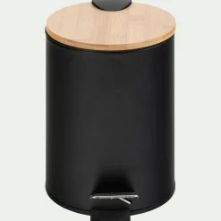 alinea Accessoire De Salle De Bain|Panier De Rangement Salle De Bain*Poubelle en métal et bambou 2,5L - Noir