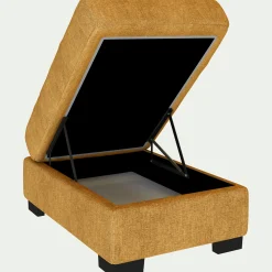 alinea Pouf & Repose-Pieds*Pouf avec coffre en tissu Monclar - Jaune argan