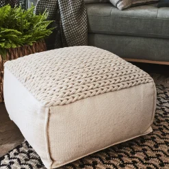 alinea Coussin De Sol|Pouf & Repose-Pieds*Pouf cubique en coton - D50xH28cm Beige
