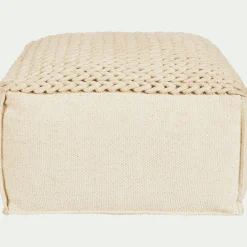 alinea Coussin De Sol|Pouf & Repose-Pieds*Pouf cubique en coton - D50xH28cm Beige