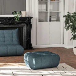 alinea Pouf & Repose-Pieds|Canapé Modulable*Pouf en tissu bouclette - Bleu