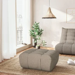 alinea Pouf & Repose-Pieds|Canapé Modulable*Pouf en tissu bouclette - clair Gris