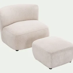 alinea Pouf & Repose-Pieds*Pouf en tissu Raven - écru Blanc