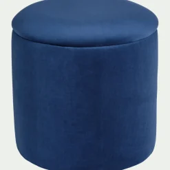 alinea Coussin De Sol|Pouf & Repose-Pieds*Pouf en velours avec coffre de rangement - H43cm Bleu