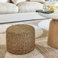 alinea Pouf & Repose-Pieds*Pouf rond tressé en jonc de mer D40xH30cm - Naturel