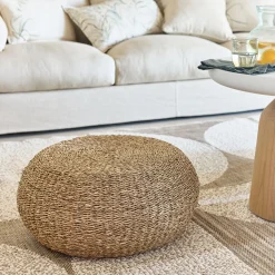 alinea Pouf & Repose-Pieds*Pouf rond tressé en jonc de mer D58xH30cm - Naturel