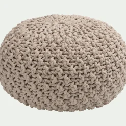 alinea Coussin De Sol*Pouf tressé en coton - roucas D50xH30cm Beige