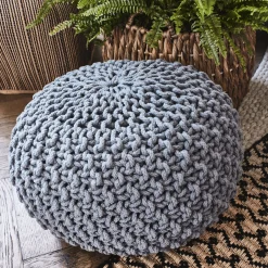 alinea Pouf & Repose-Pieds*Pouf tressé en coton D50xH30cm - restanque Gris