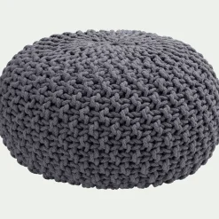 alinea Pouf & Repose-Pieds*Pouf tressé en coton D50xH30cm - restanque Gris