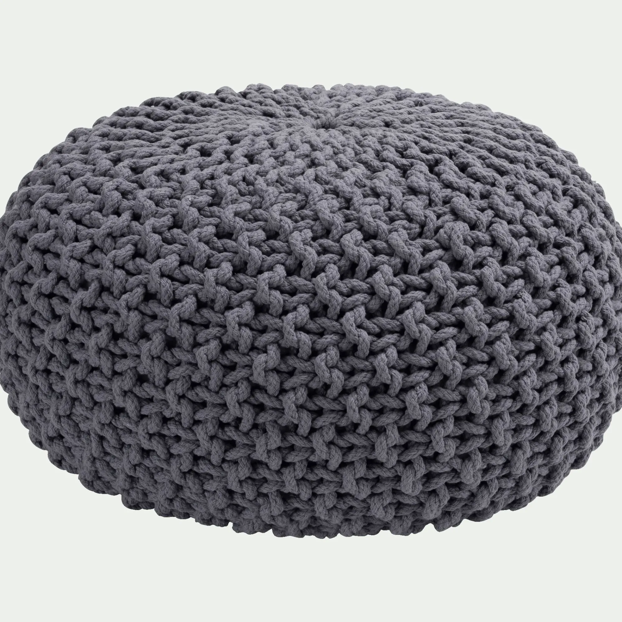 alinea Pouf & Repose-Pieds*Pouf tressé en coton D50xH30cm - restanque Gris