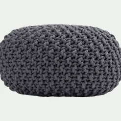 alinea Pouf & Repose-Pieds*Pouf tressé en coton D50xH30cm - restanque Gris