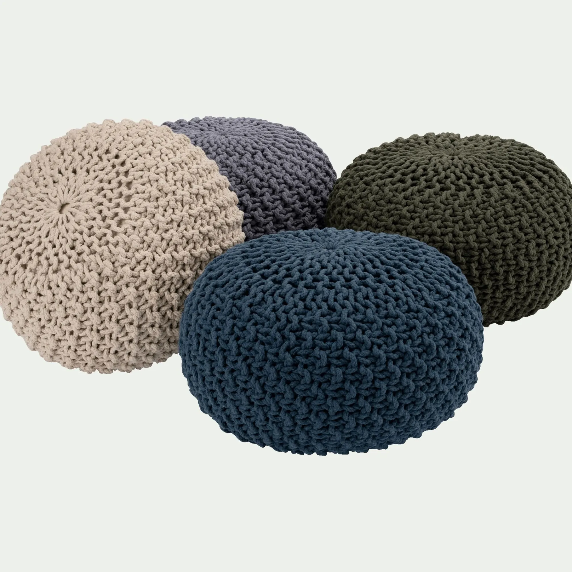 alinea Pouf & Repose-Pieds*Pouf tressé en coton D50xH30cm - restanque Gris