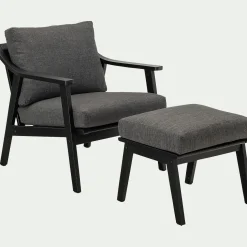 alinea Pouf Exterieur*Repose-pieds pour fauteuil en bois d'eucalyptus - Noir