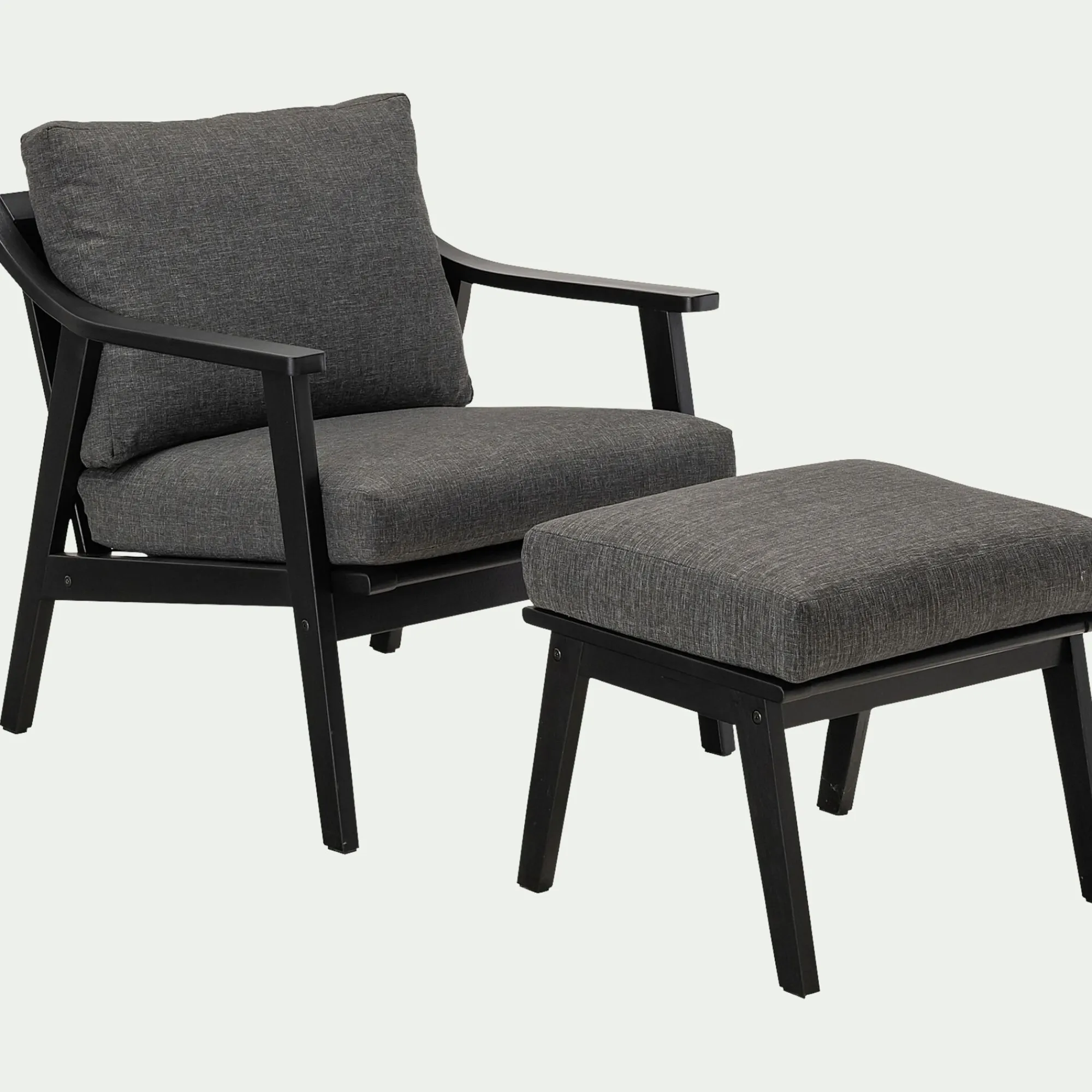 alinea Pouf Exterieur*Repose-pieds pour fauteuil en bois d'eucalyptus - Noir