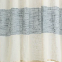 alinea Rideau*Rideau à nouettes en coton à bande bleue 140x250cm - Blanc