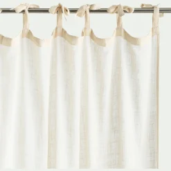 alinea Rideau*Rideau à nouettes en coton à bande brun rustrel 140x250cm - blanc Marron