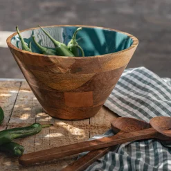 alinea Plat De Service Et Saladier*Saladier en bois de manguier D25cm - prusse Bleu