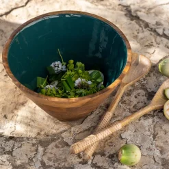 alinea Plat De Service Et Saladier*Saladier en bois de manguier D25cm - prusse Bleu